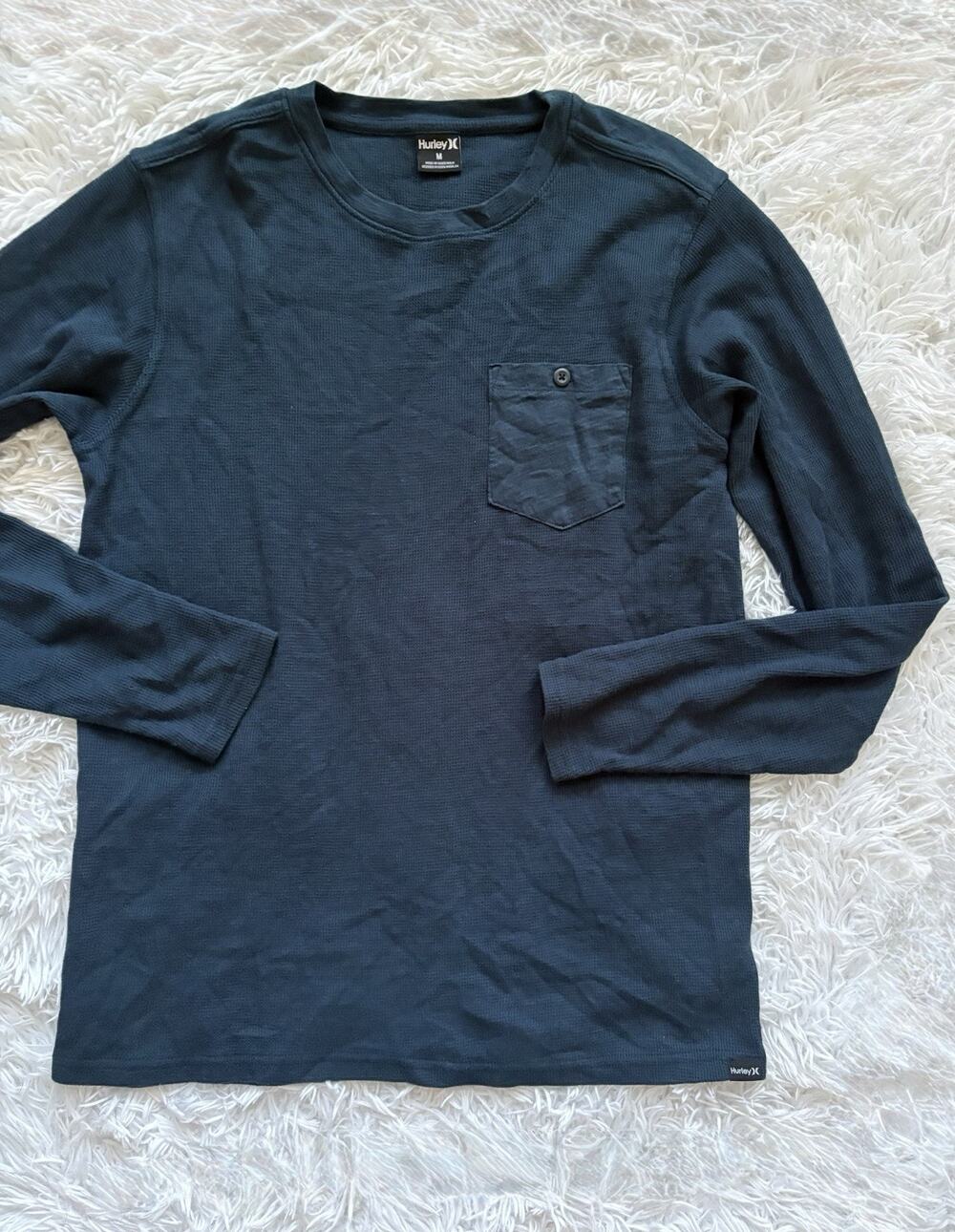 Hurley Men’s M Aqua Blue Waffle Knit Tee. Exc. Condition, Comfortable